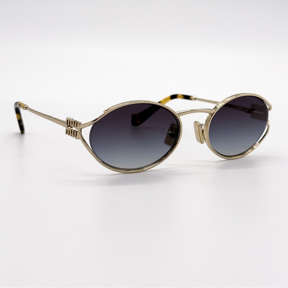 NEW MIU MIU SMU 52Y ZVN5D1 OVAL MU 52YS ZVN5D1 GOLD WOMEN SUNGLASSES MU52YS